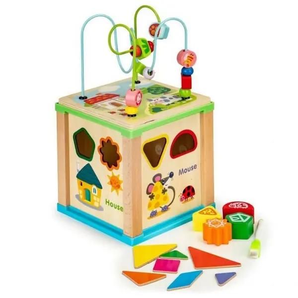 Centru activitati Ecotoys HM015470, lemn, tabla desen, multicolor KID970117, la doar 107,00 lei