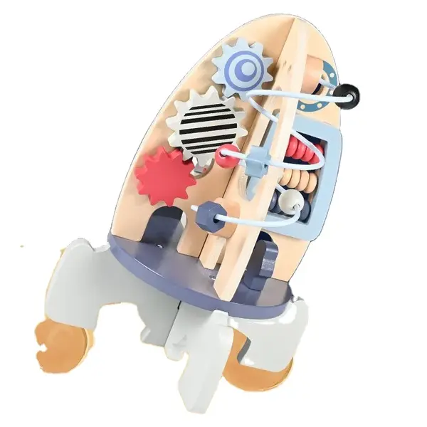 Centru de activitati Racheta din lemn - joc Montessori educativ ZukiToys.ro