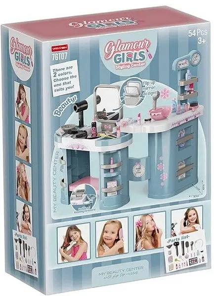 Centru de frumusețe pentru copii Raya Toys - Glamour Girls, 54 piese