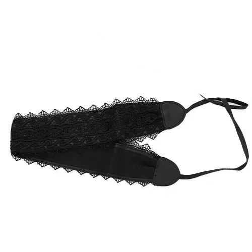 Centura corset Maya, in stil traditional cu dantela, negru