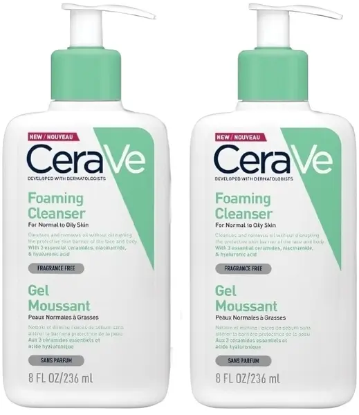 CeraVe Set - Gel de curățare spumant pentru față și corp, 2 x 236 ml