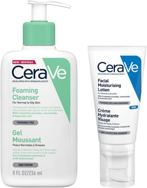 CeraVe Set - Gel de curățare spumant și Cremă hidratantă, 236 + 52 ml