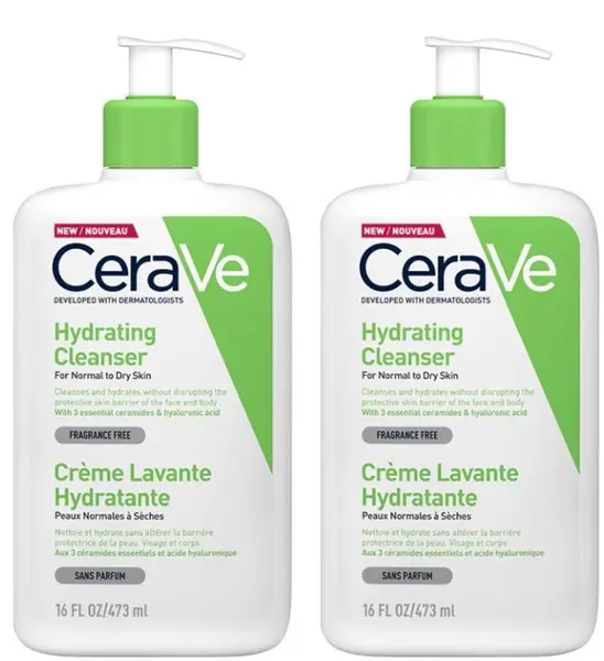 CeraVe Set - Gel de duș hidratant pentru față și corp, 2 x 473 ml