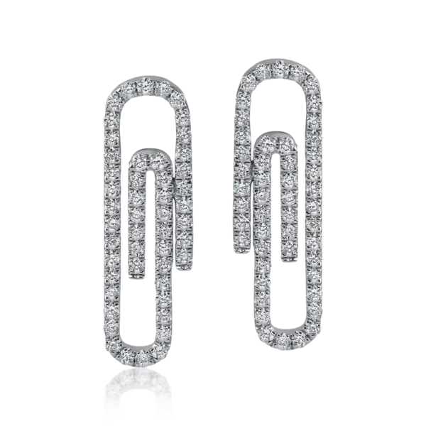 Cercei agrafe cu surub din aur alb cu diamante de 0.2ct