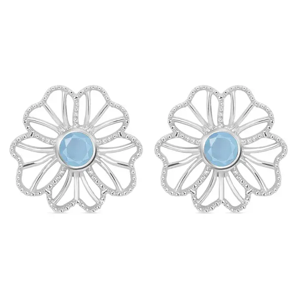 Cercei argint 925 acvamarin| Flower