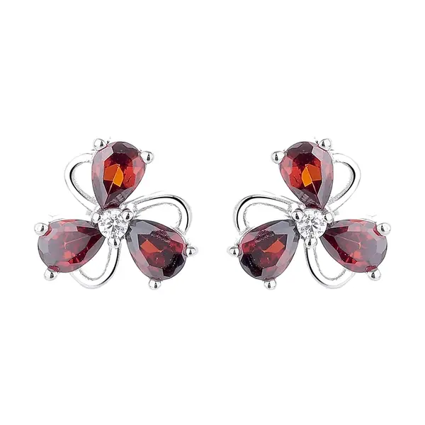 Cercei argint 925, JW1264, model floare, placati cu rodiu
