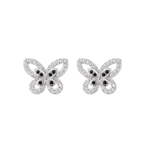 Cercei argint 925, JW1585, model fluture, placati cu rodiu