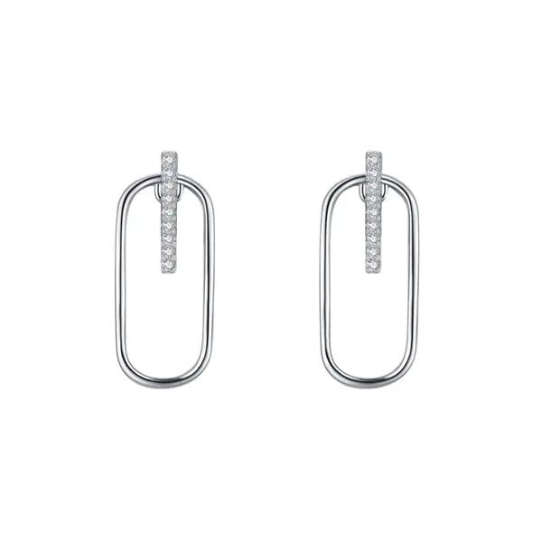 Cercei argint 925, JW1832, model geometric, placati cu rodiu