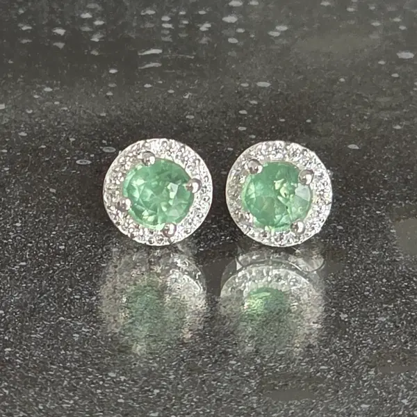 Cercei argint 925 kyanit (cianit) verde | Daisy