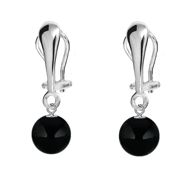Cercei Argint, Tip Clipsuri, cu Pietre Semipretioase Naturale de Onix de 8 mm