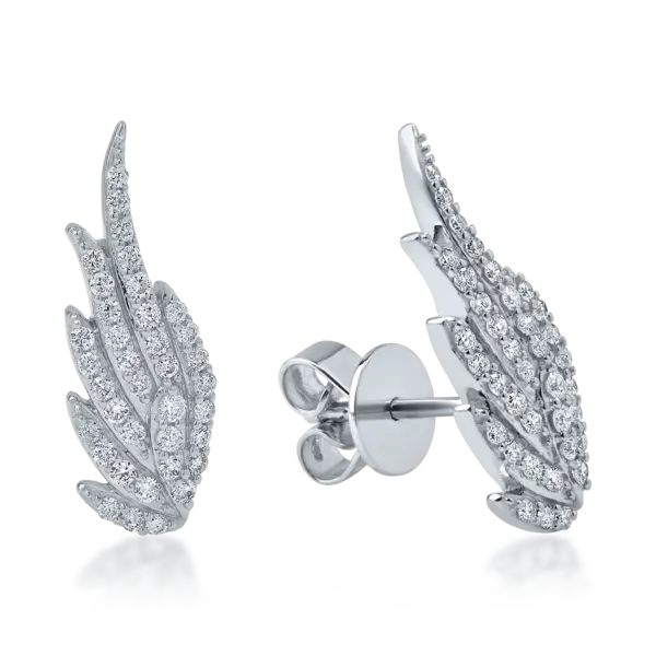 Cercei aripi din aur alb cu diamante de 0.4ct