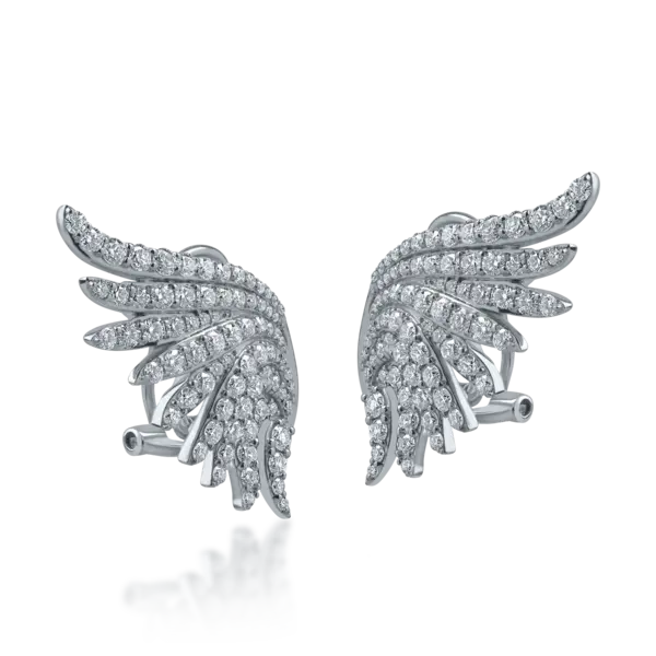 Cercei aripi din aur alb cu diamante de 1.9ct