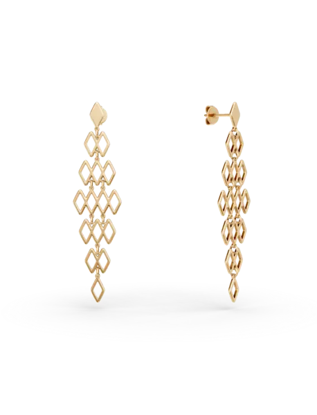 Cercei candelabru din aur galben