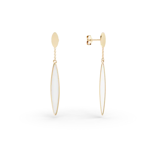 Cercei candelabru din aur galben cu sidef de 0.4ct