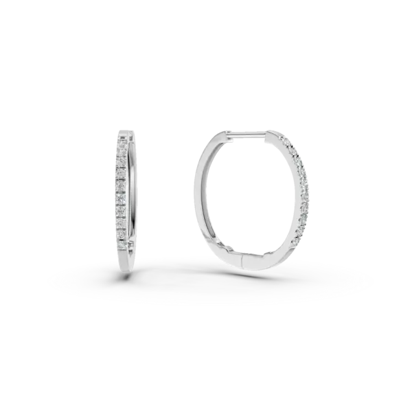 Cercei creole din aur alb cu diamante de 0.2ct
