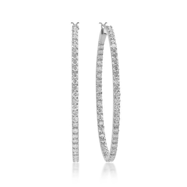 Cercei creole din aur alb cu diamante de 2.1ct