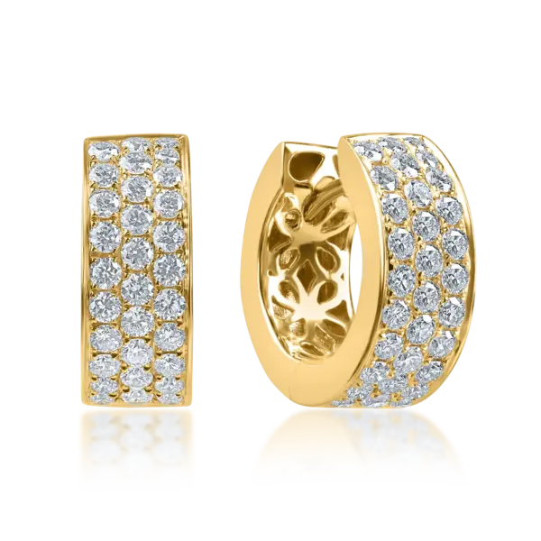 Cercei creole din aur galben cu diamante de 0.1ct