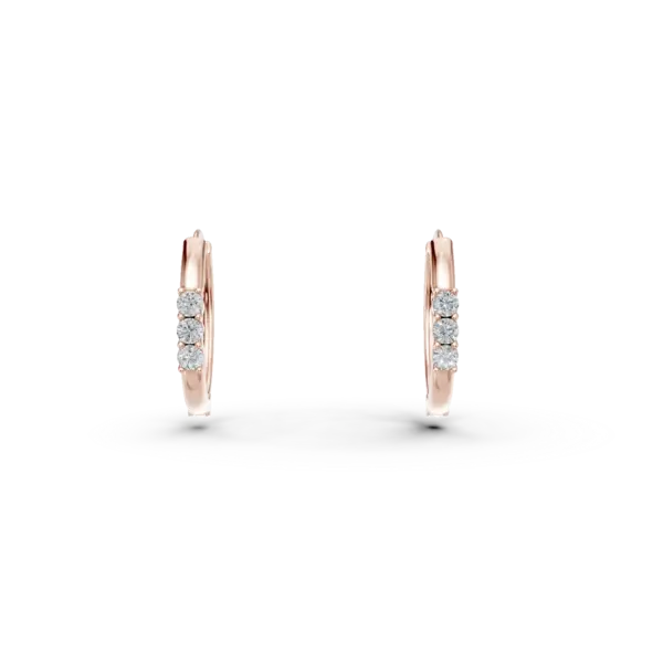 Cercei creole din aur roz pentru copii cu diamante de 0.05ct
