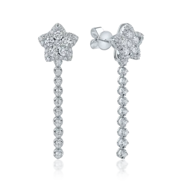 Cercei cu stea din aur alb cu diamante de 1.661ct