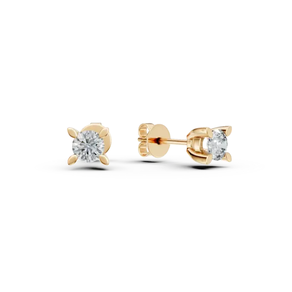 Cercei cu surub din aur galben cu diamante de 0.5ct