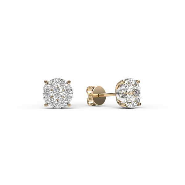 Cercei cu surub din aur galben cu diamante de 0.5ct