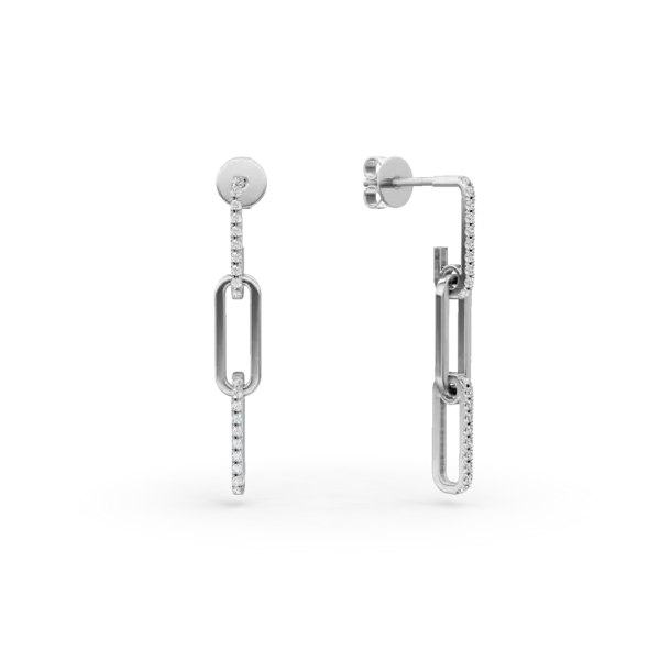 Cercei cu zale din aur alb cu diamante de 0.2ct