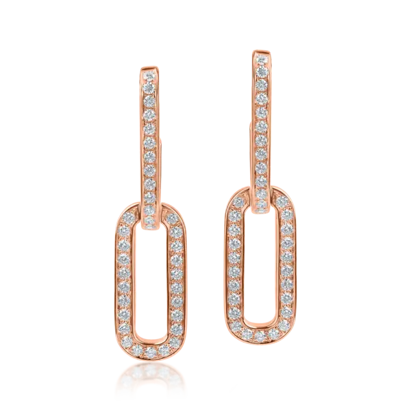 Cercei cu zale din aur roz cu diamante de 0.6ct