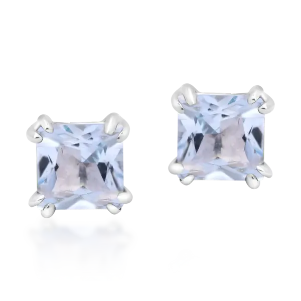 Cercei din aur alb cu acvamarine princess de 0.57ct