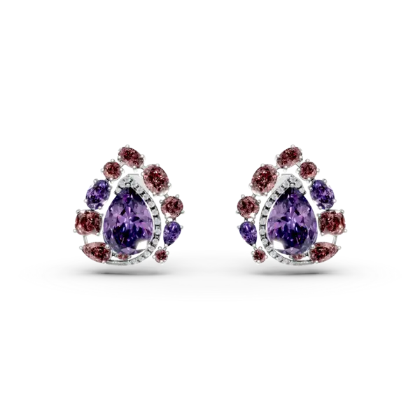 Cercei din aur alb cu ametiste de 10.1ct si turmaline roz de 2ct