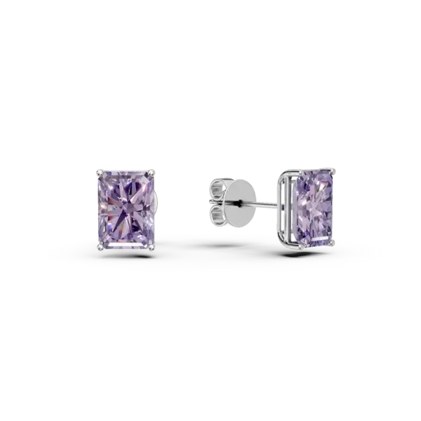 Cercei din aur alb cu ametiste rectangulare de 1.7ct