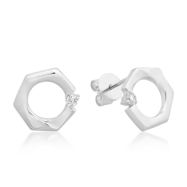 Cercei din aur alb cu diamant de 0.069ct