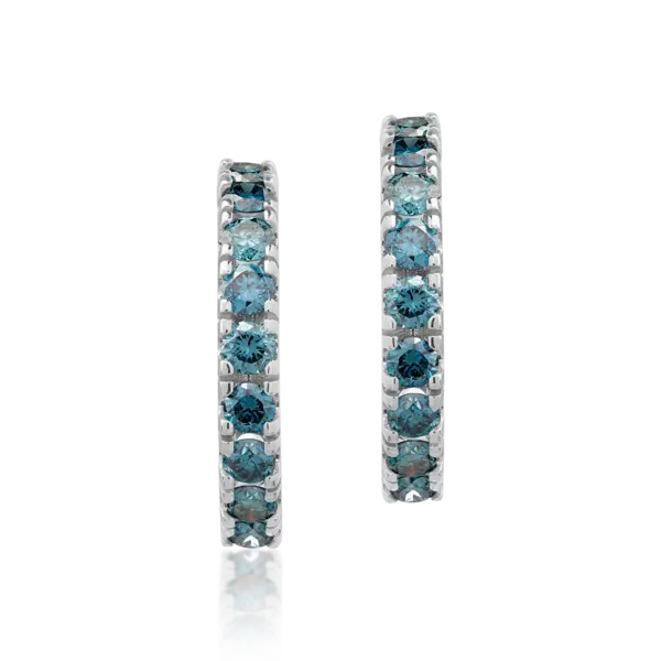 Cercei din aur alb cu diamante albastre de 0.8ct