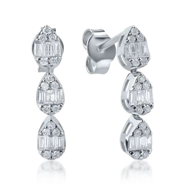 Cercei din aur alb cu diamante baguette de 0.44ct