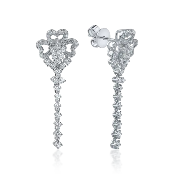 Cercei din aur alb cu diamante baguette de 1.264ct