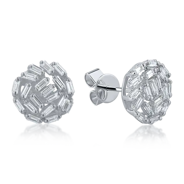 Cercei din aur alb cu diamante baguette tapered de 0.62ct