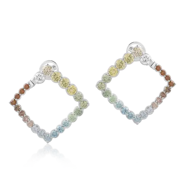 Cercei din aur alb cu diamante colorate de 3.27ct