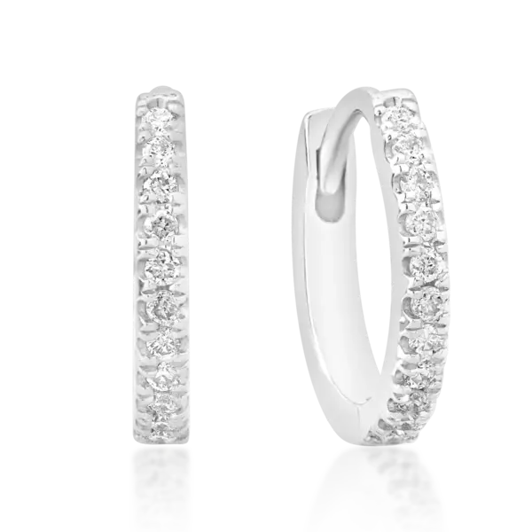 Cercei din aur alb cu diamante de 0.08ct