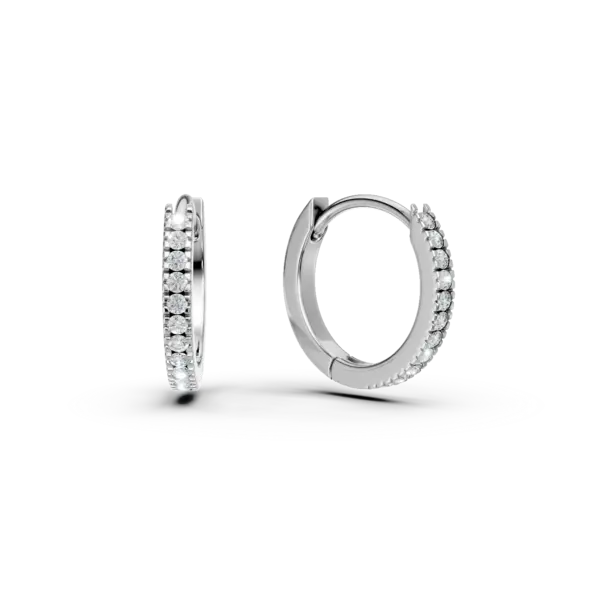 Cercei din aur alb cu diamante de 0.08ct