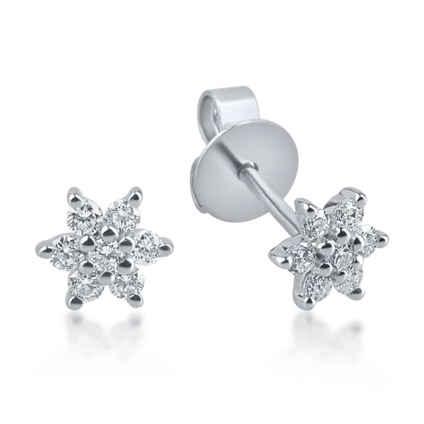 Cercei din aur alb cu diamante de 0.114ct
