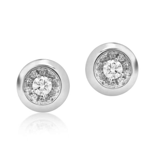Cercei din aur alb cu diamante de 0.157ct