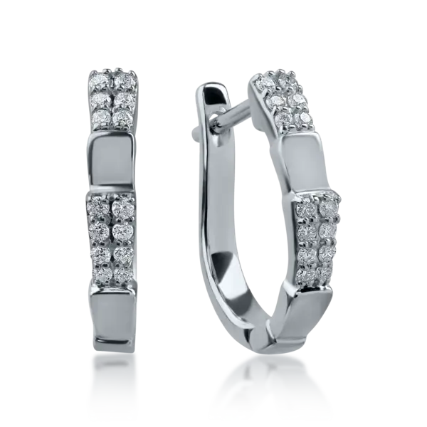 Cercei din aur alb cu diamante de 0.17ct