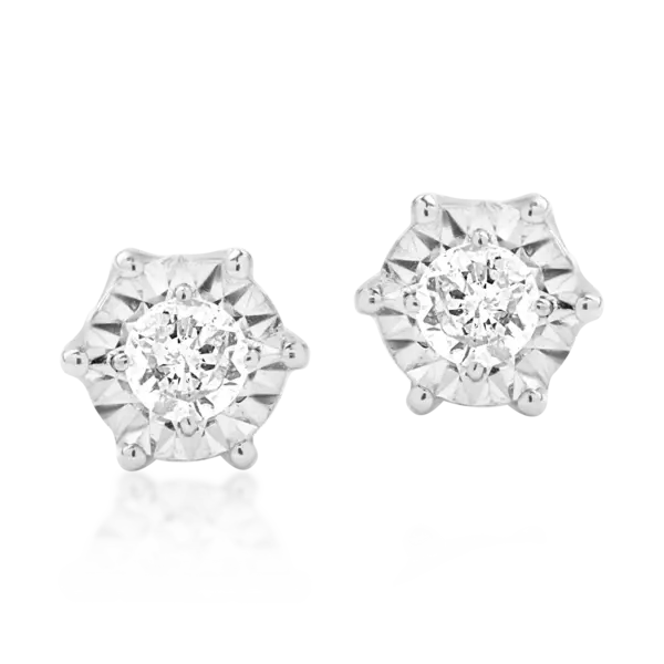 Cercei din aur alb cu diamante de 0.18ct