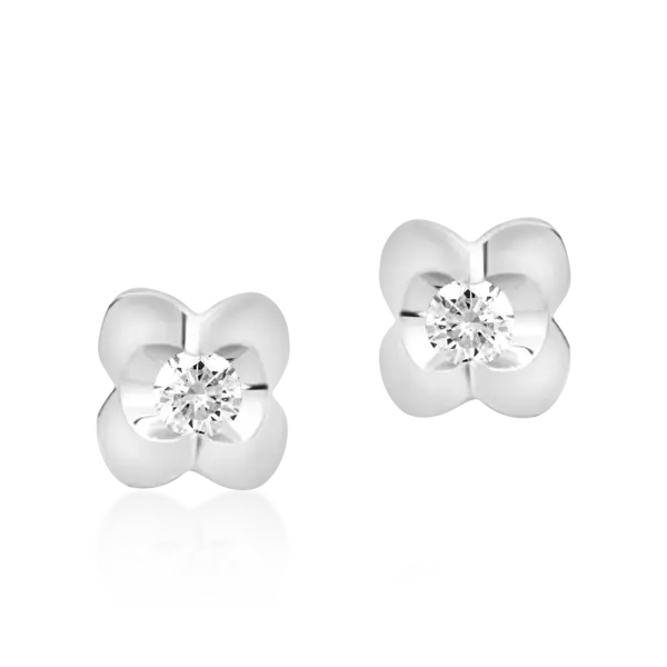 Cercei din aur alb cu diamante de 0.1ct