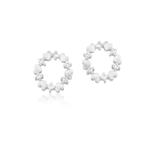 Cercei din aur alb cu diamante de 0.1ct