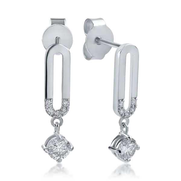 Cercei din aur alb cu diamante de 0.42ct