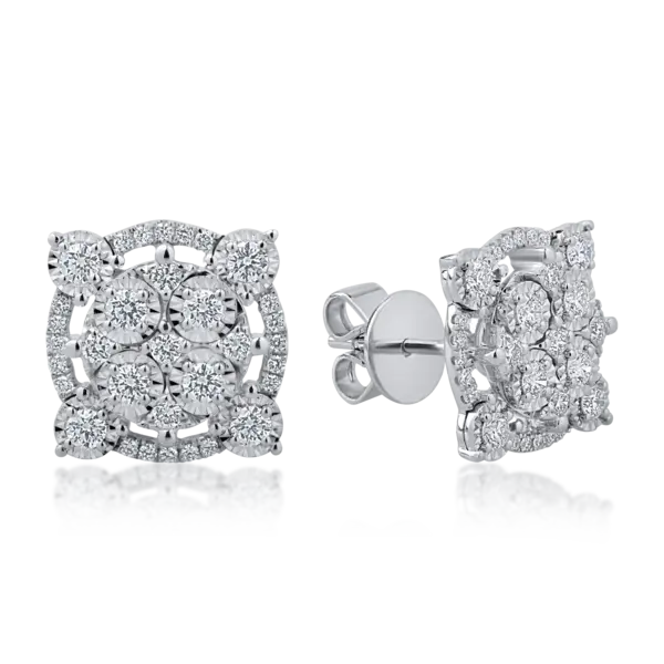 Cercei din aur alb cu diamante de 0.7ct