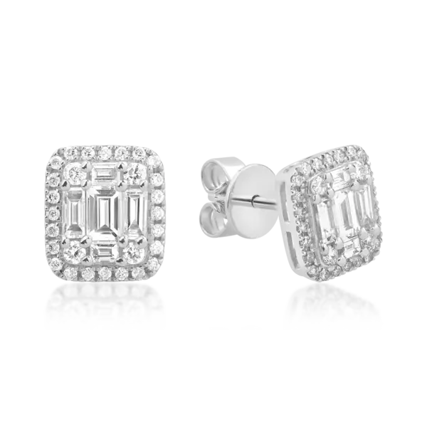 Cercei din aur alb cu diamante de 0.7ct