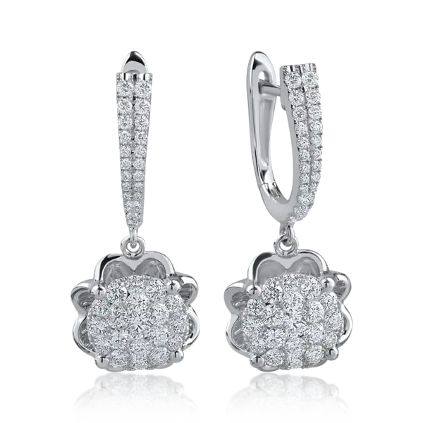 Cercei din aur alb cu diamante de 1.08ct