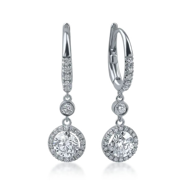 Cercei din aur alb cu diamante de 1.34ct