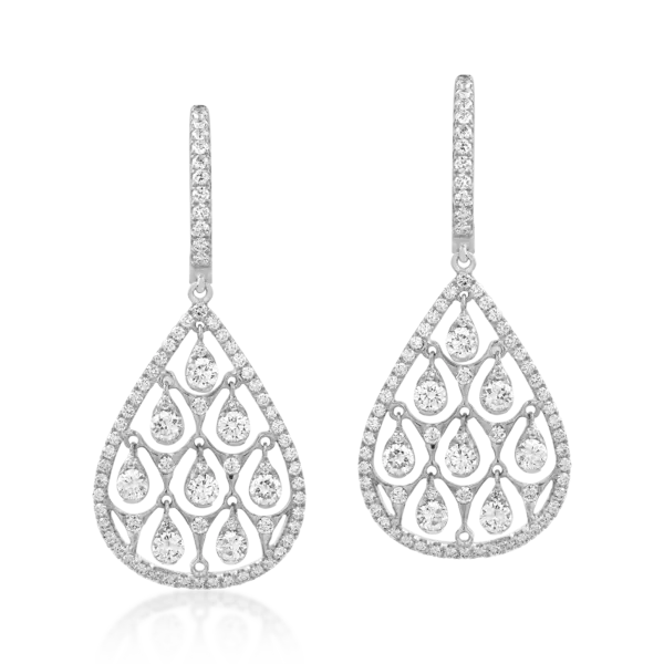 Cercei din aur alb cu diamante de 1.76ct